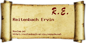Reitenbach Ervin névjegykártya